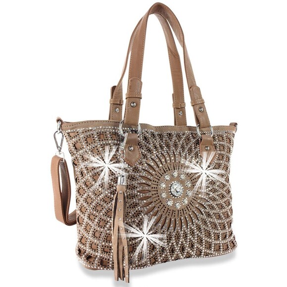 Women Large Tote Top Handle Shoulder Bags Bling Design Layered Shopper Tote - Picture 1 of 2